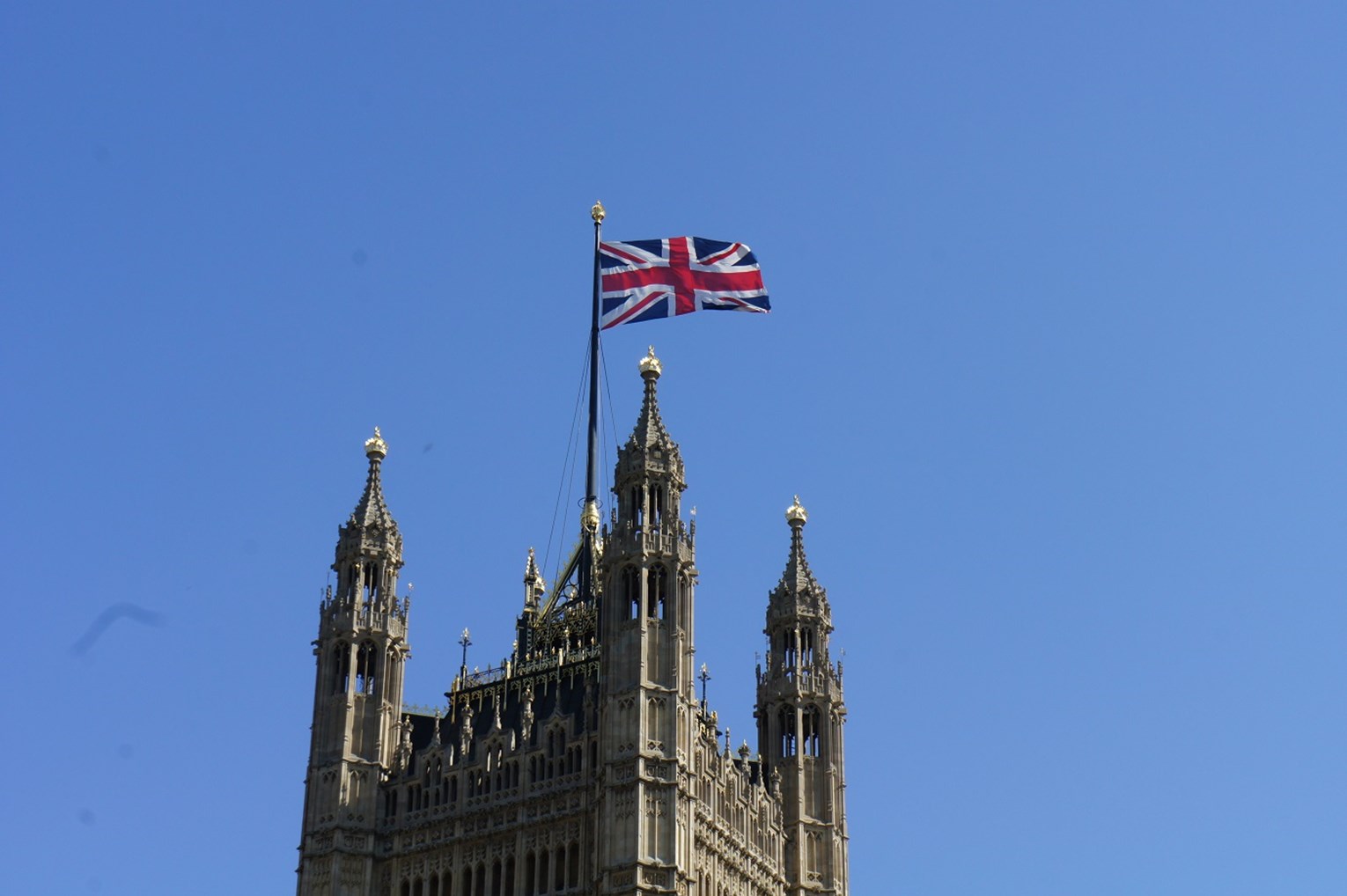 Union Flag Flagpole Houses of Parliament House of Commons Westminister
